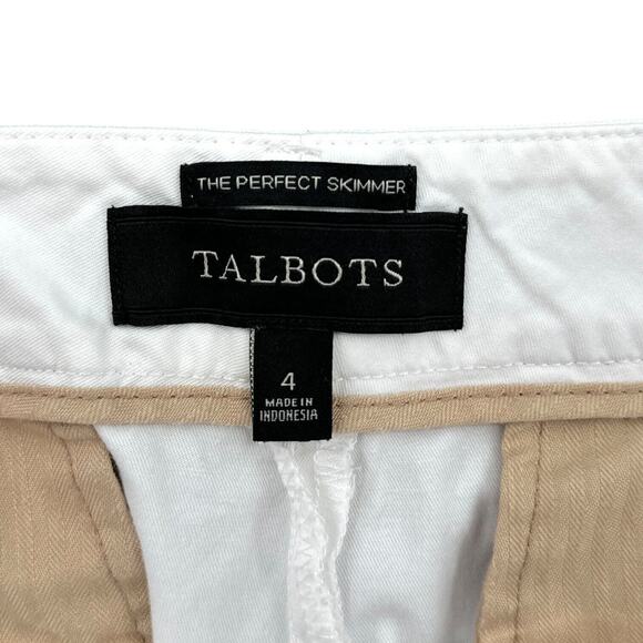 Talbots White Pockets Button Zipper Belt Loops Cropped Chinos Pants Size 4 - Picture 4 of 8
